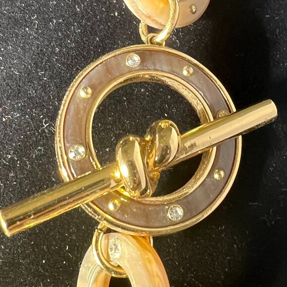 Tortoiseshell, Gold, Sparkle Rings Chain Necklace - Picture 3 of 4